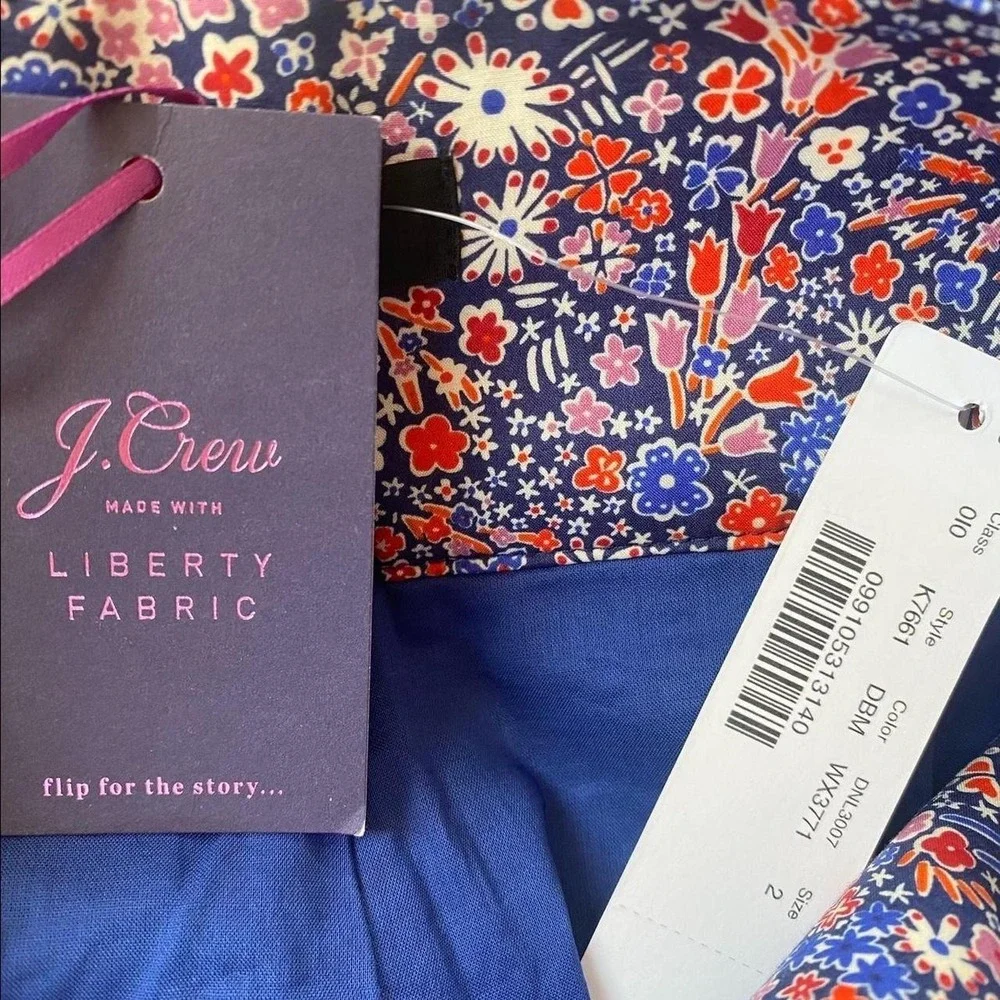 J.Crew Liberty London Tana Lawn Floral Tie-Waist Shorts Blue Red K7661 Size 2